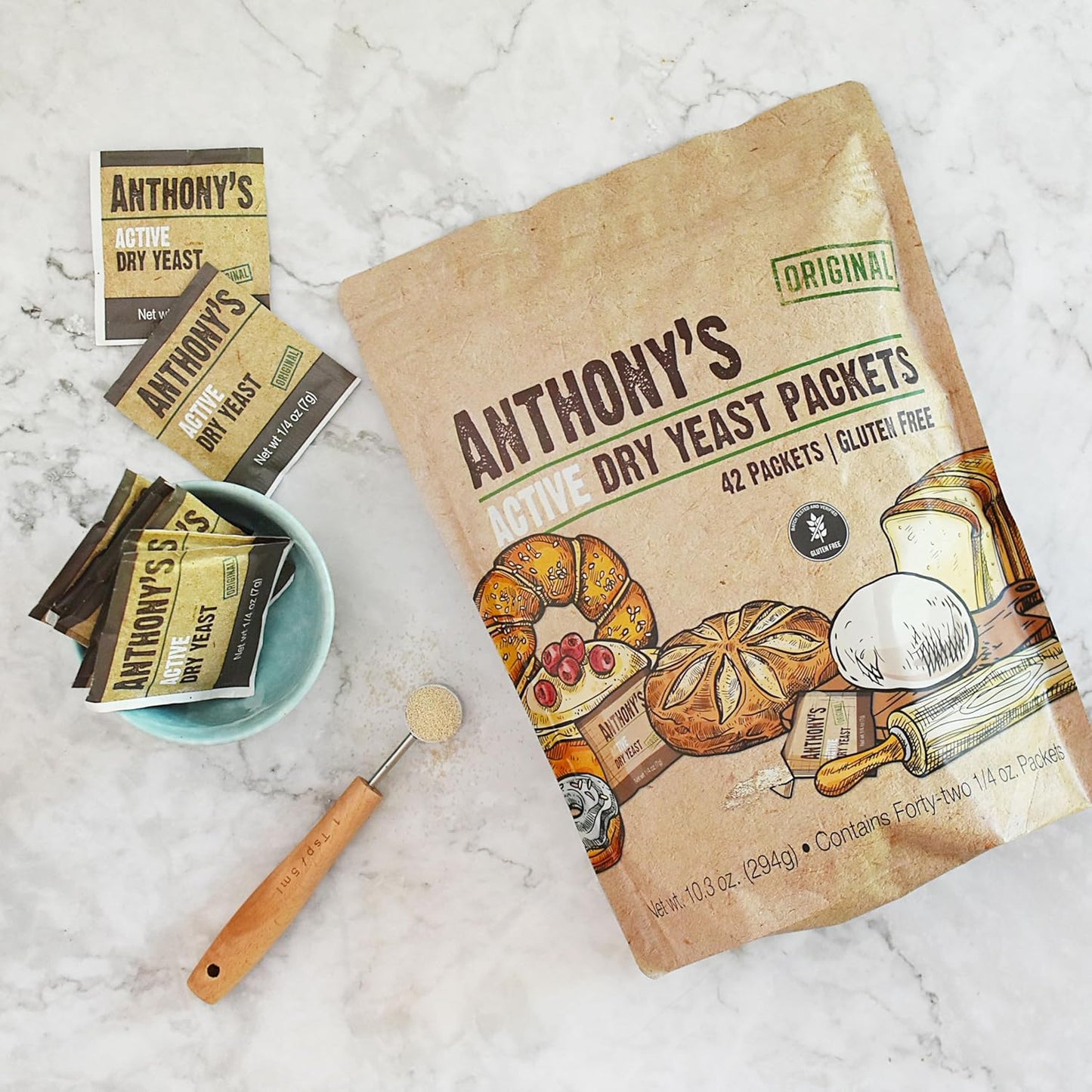 Anthony's Active Dry Yeast Packets, Contains 42 Individual Packets