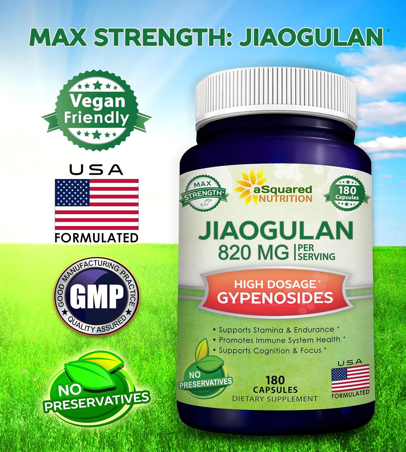 aSquared Nutrition Jiaogulan Supplement-180 Capsules