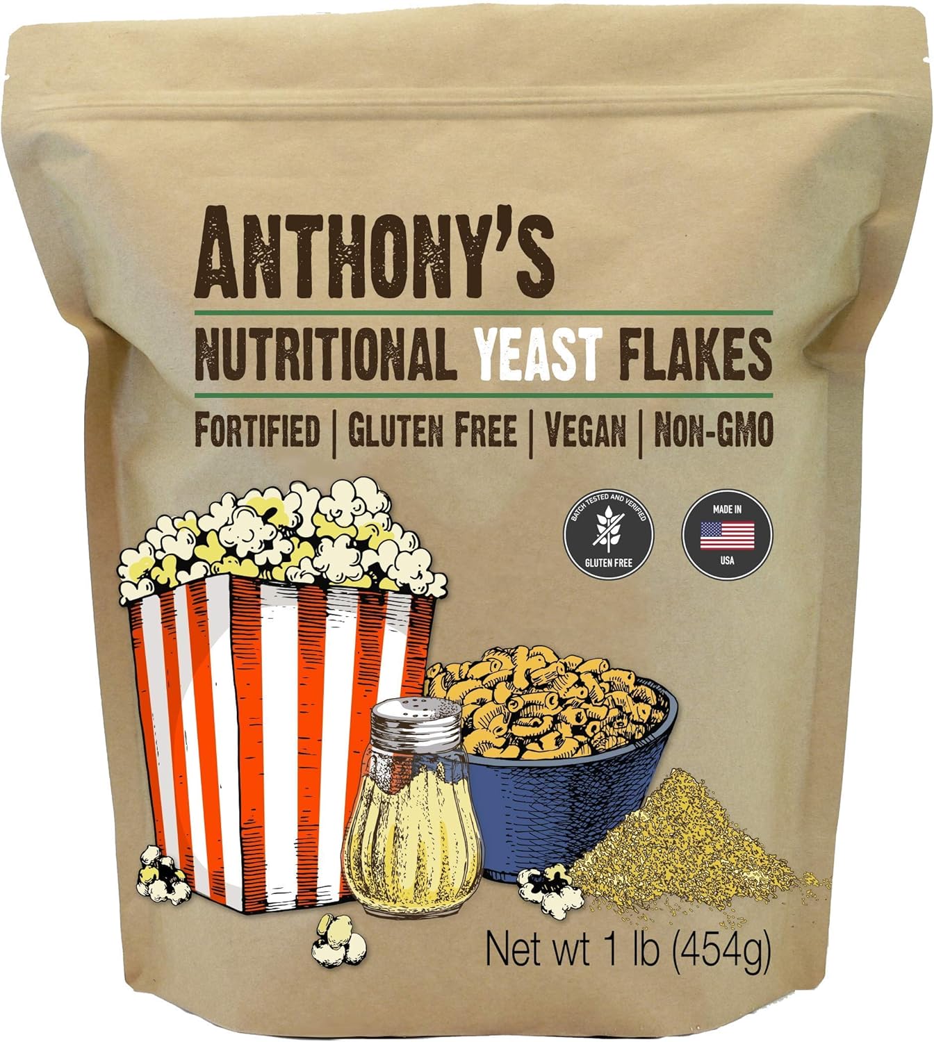 Anthony's Premium Pea Protein 2lb & Nutritional Yeast Flakes 1lb
