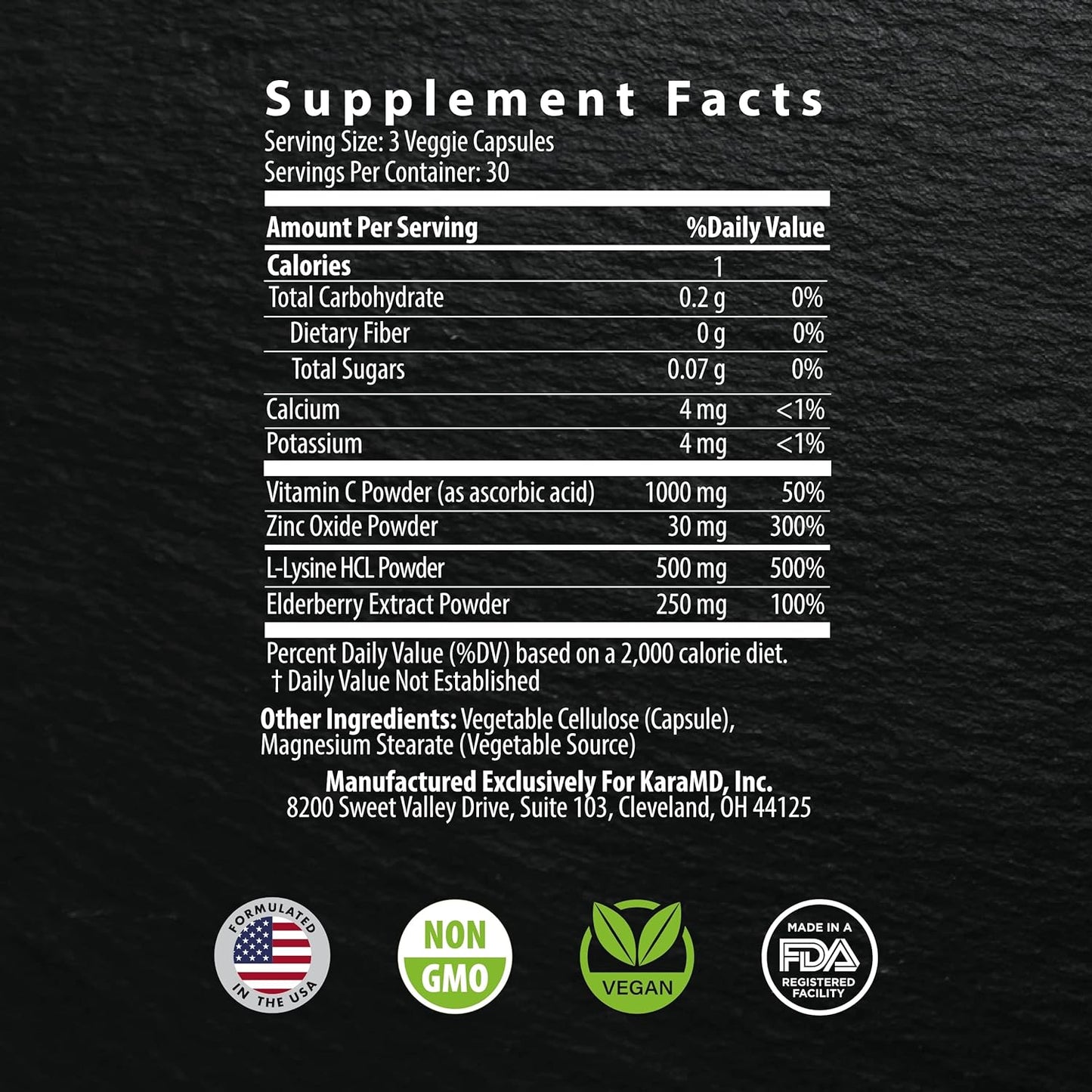 KaraMD Total Immunity Elderberry & Lysine Defense System Support Supplement 90 Tablets