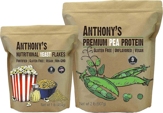 Anthony's Premium Pea Protein 2lb & Nutritional Yeast Flakes 1lb