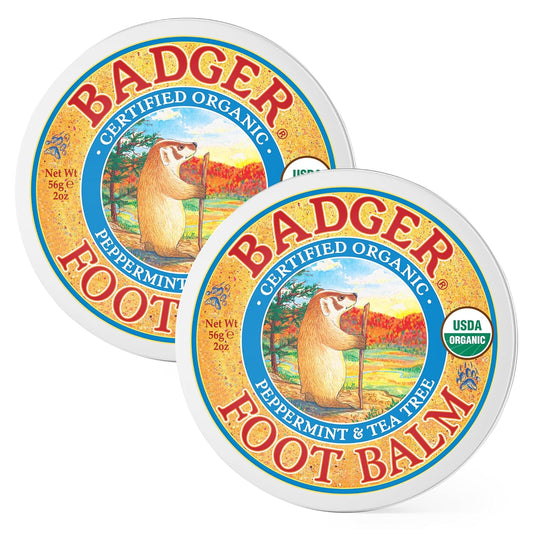 Badger Foot Balm, 100% Organic Foot Cream - 2 oz Tin, 2-Pack