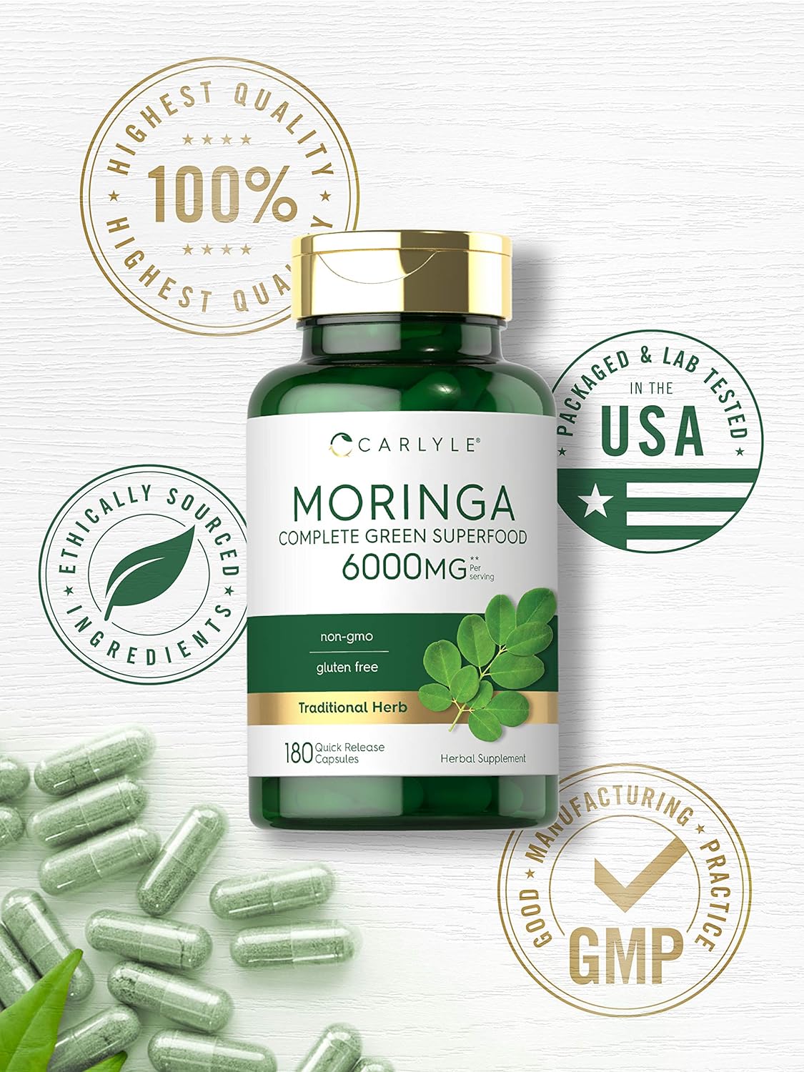 Carlyle Moringa Complete Green Superfood  Oleifera 180 Capsules