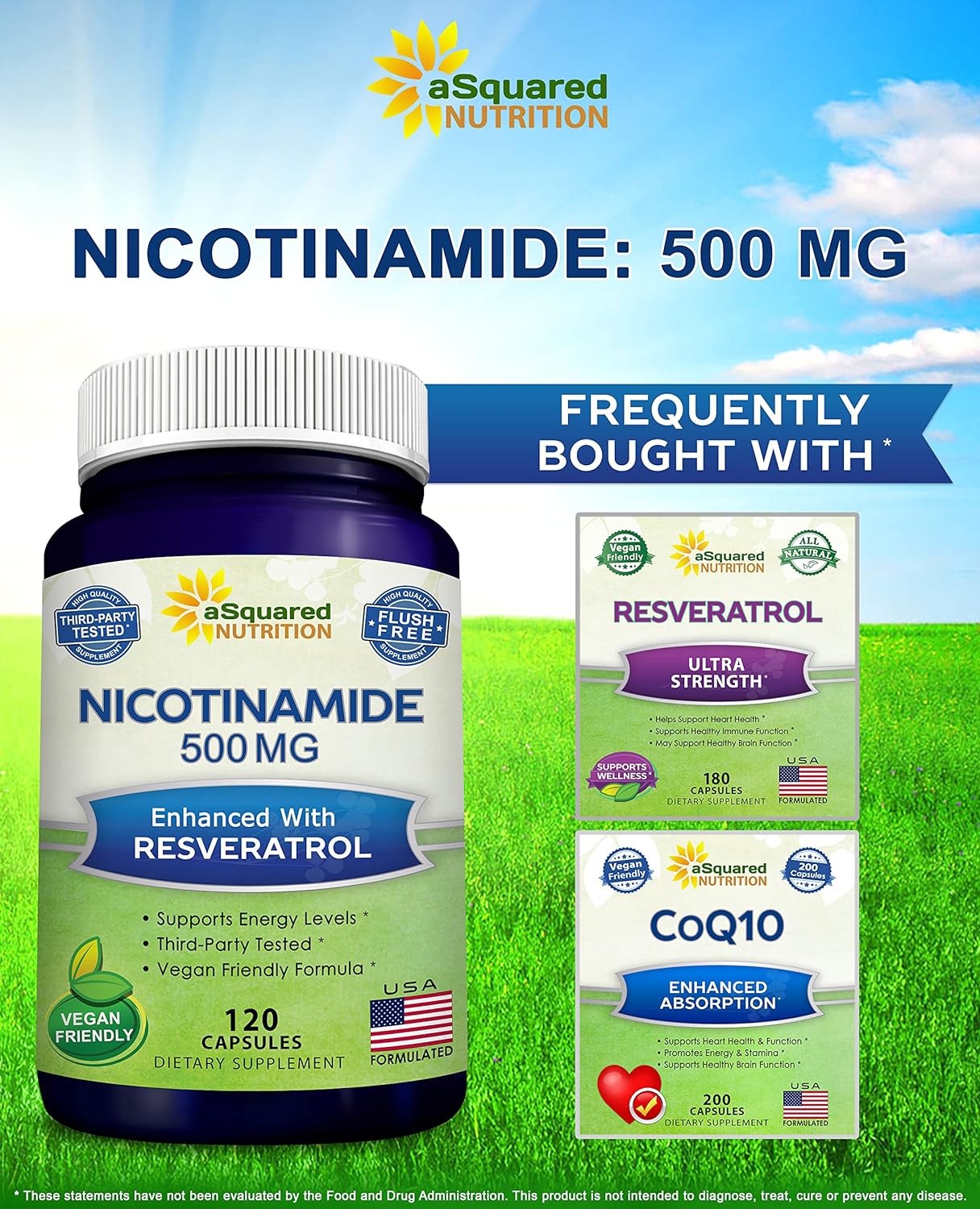 aSquared Nutrition Nicotinamide with Resveratrol - 120 Veggie Capsules
