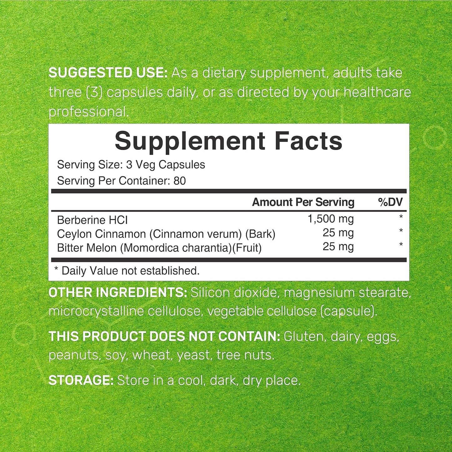 Berberine Ceylon Cinnamon Bark & Bitter Melon 240 Veggie Capsules