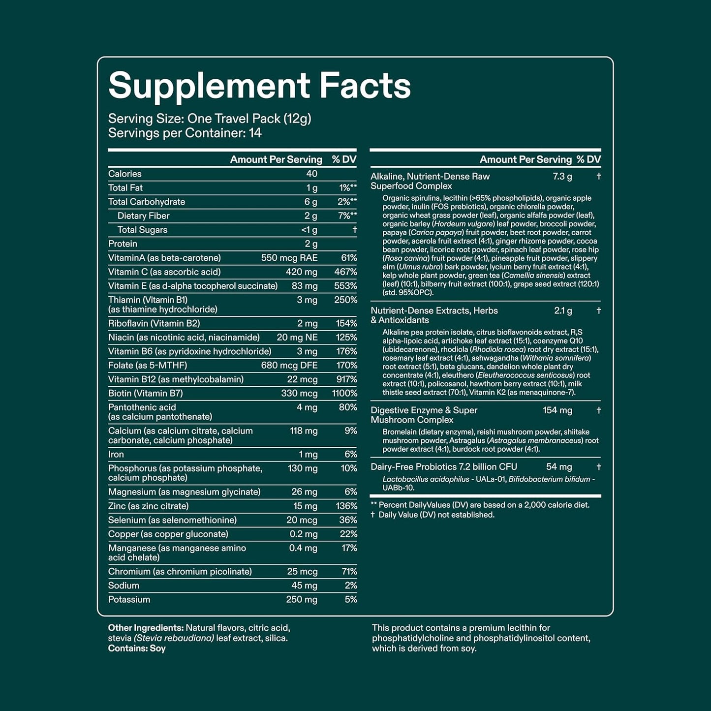 AG1 Multivitamin for Men & Women, Greens Powder, Travel Packs 30ct.