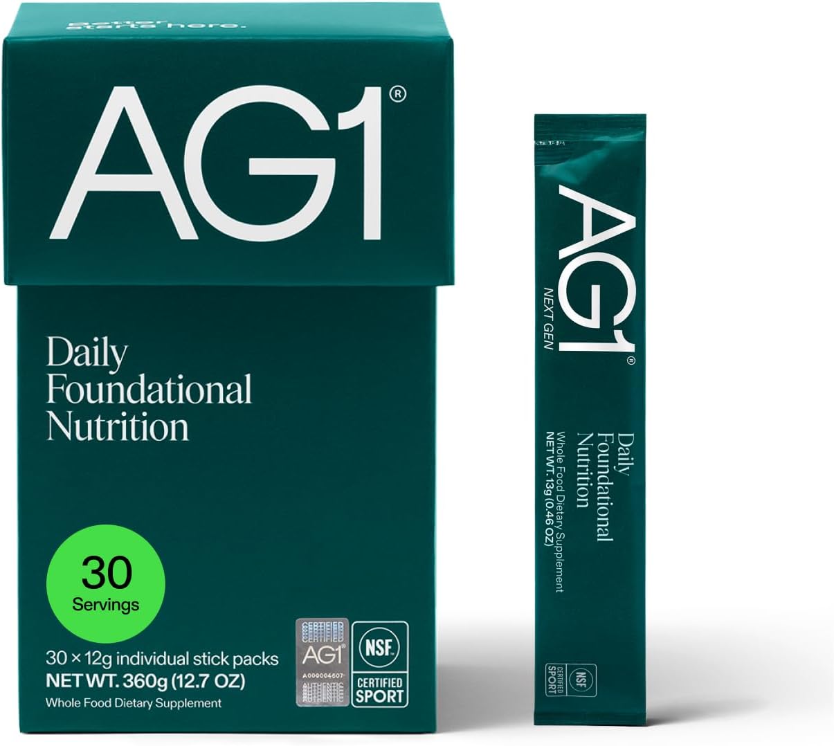 AG1 Multivitamin for Men & Women, Greens Powder, Travel Packs 30ct.
