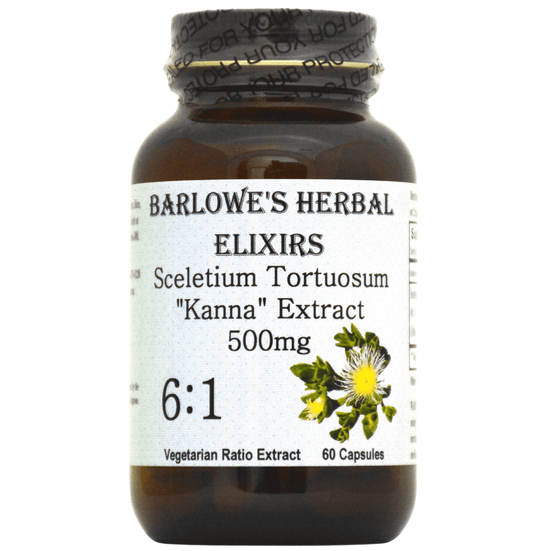 Barlowe's Herbal Elixirs  Kanna Sceletium Tortuosum  6:1 Extract 500mg 60 Vegi- Capsules