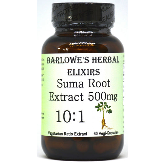 Barlowe's Herbal Elixirs Suma 10:1 Extract – Natural Anabolic Power 60-500mg Vegi-Caps