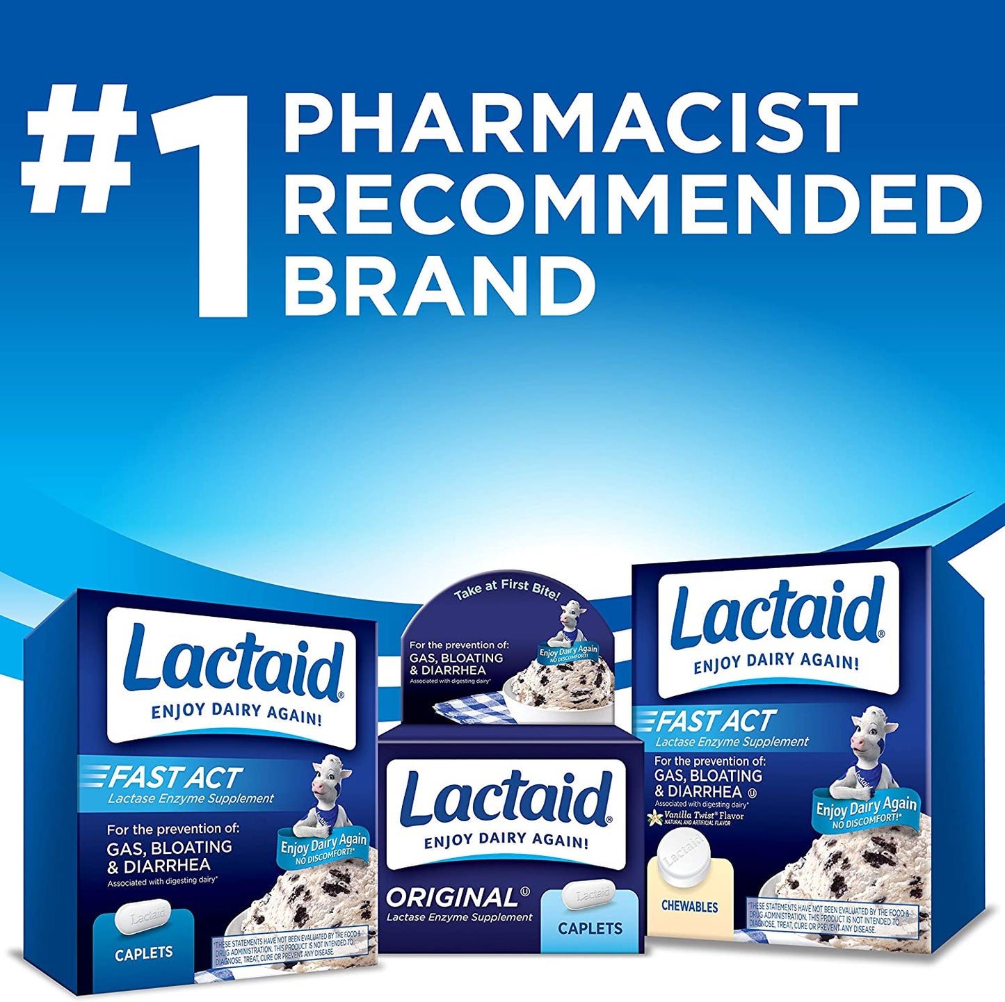 Lactaid Fast Act Lactose Intolerance Relief Caplets with Lactase Enzyme, 60 Count