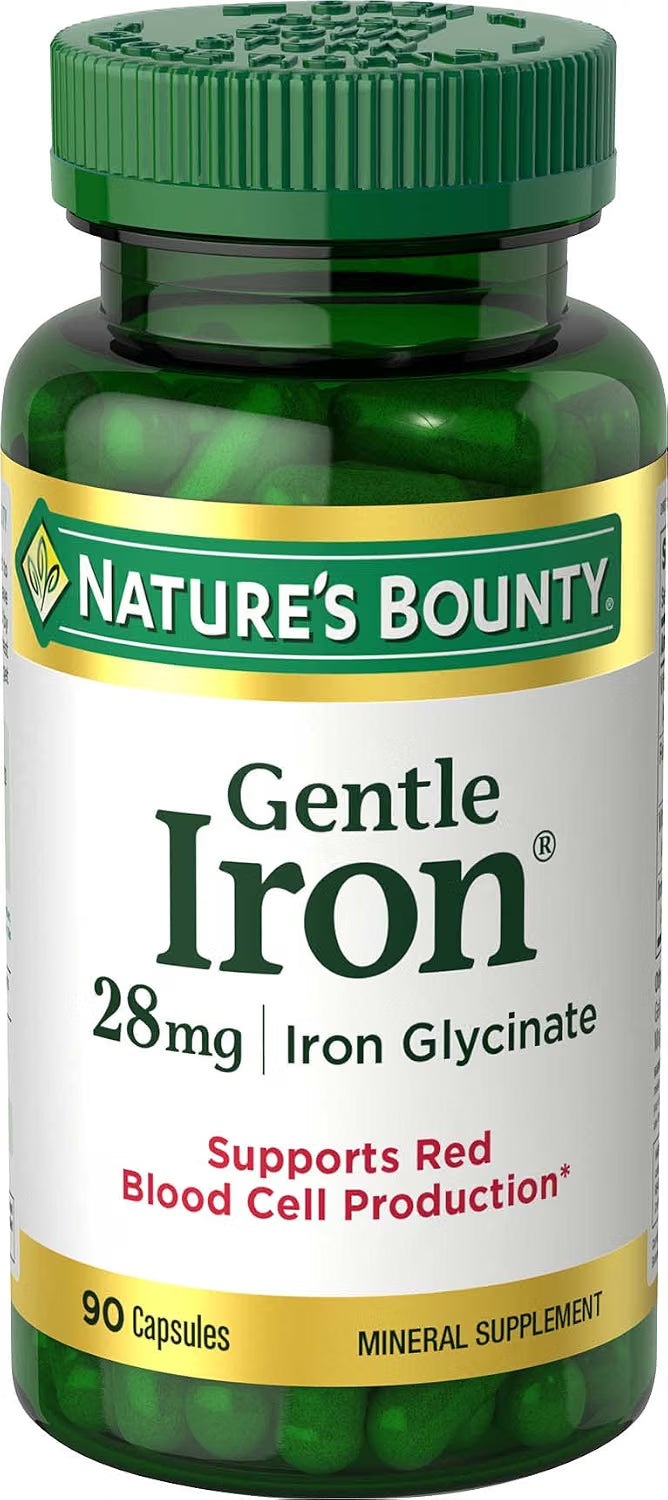 Nature's Bounty Gentle Iron 28 mg Capsules, 90 Count