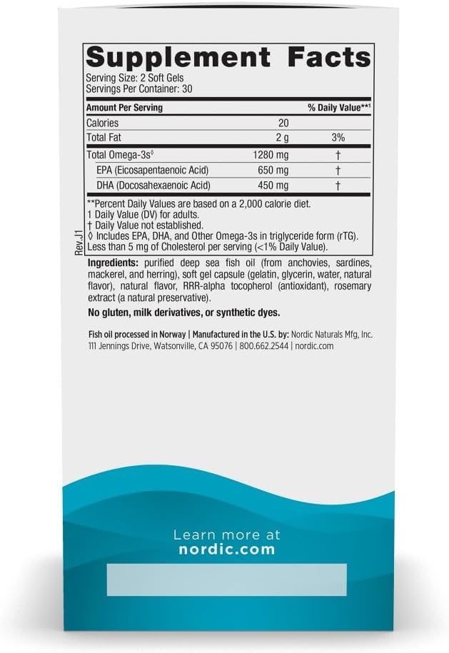Nordic Naturals Ultimate Omega, Lemon Flavor - 1280 mg  60 Soft Gels