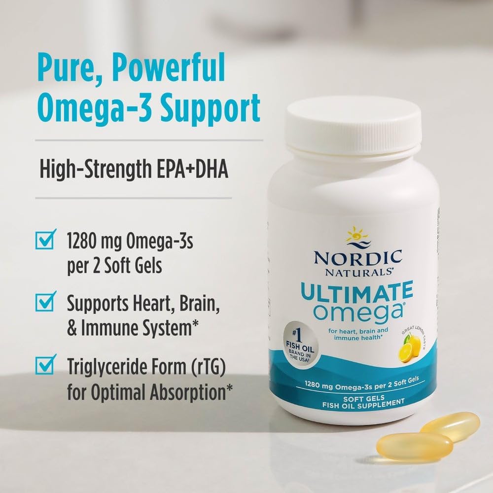 Nordic Naturals Ultimate Omega, Lemon Flavor - 1280 mg  60 Soft Gels