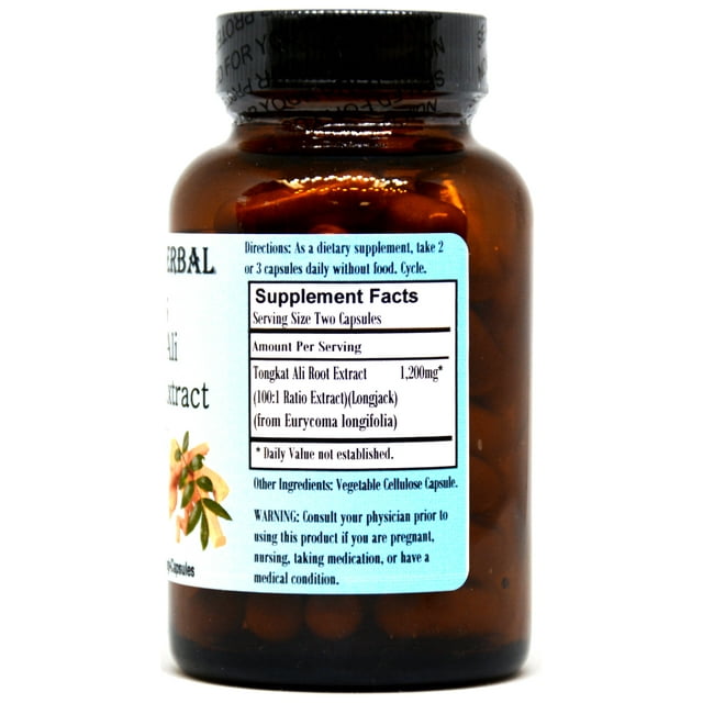 Tongkat Ali - 600mg -60 Veggie Capsules - (Longjack) 100:1 Extract Powder -Testosterone Booster