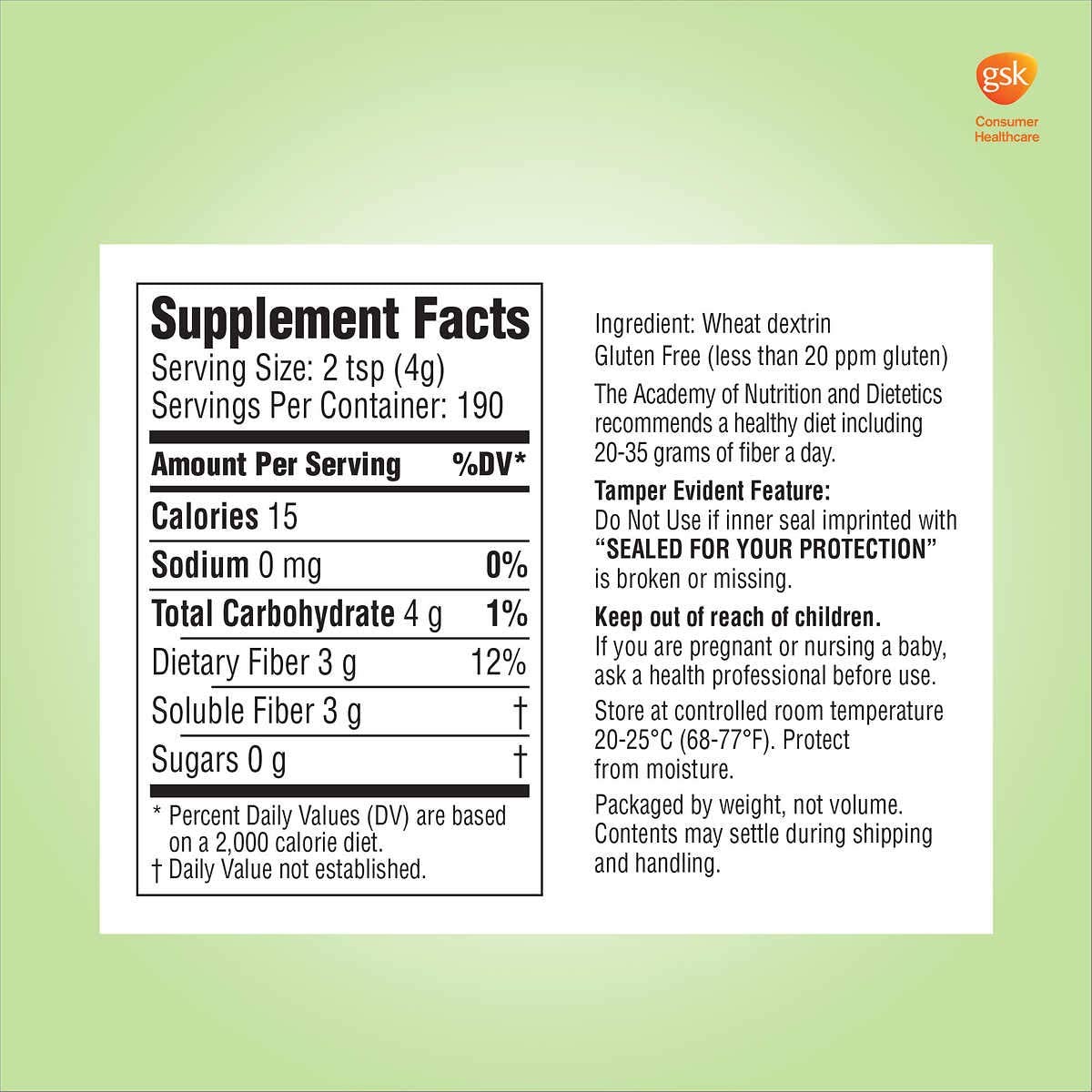 Benefiber Fiber Supplement - 760g 190 servings