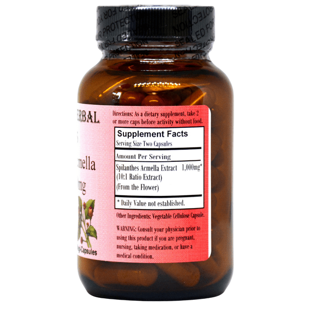 Barlowe's Herbal Elixirs  Spilanthes Acmella 10:1 Extract 500mg  60 Veggie Capsules