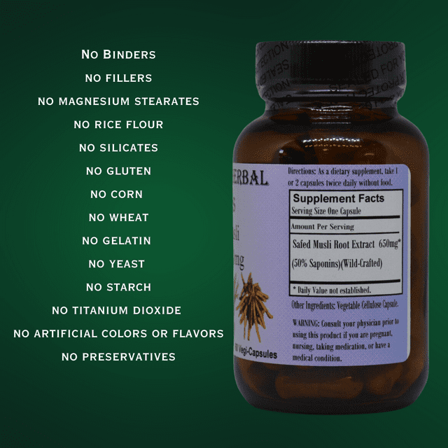 Barlowe's Herbal Elixirs Safed Musli Extract - 50% Saponins 60-650mg VegiCaps