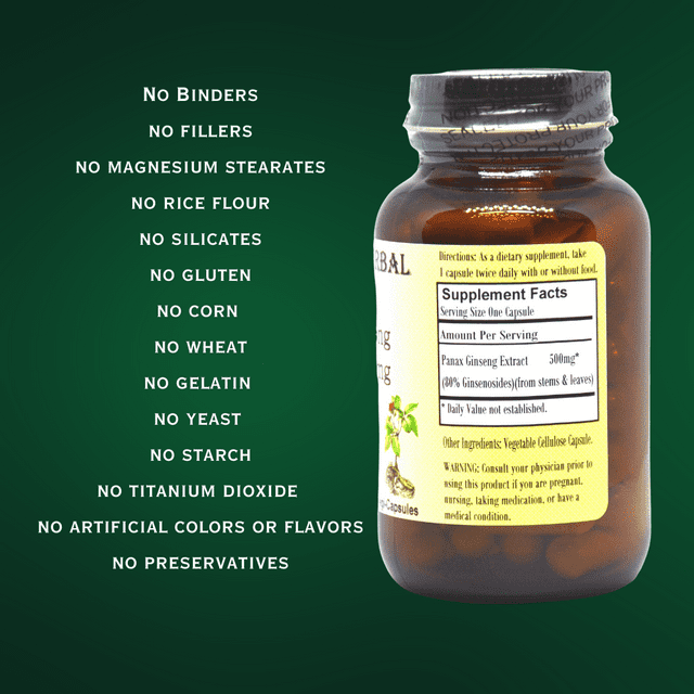 Barlowe's Herbal Elixirs Panax Ginseng Extract 500mg 60 Veggie Capsules