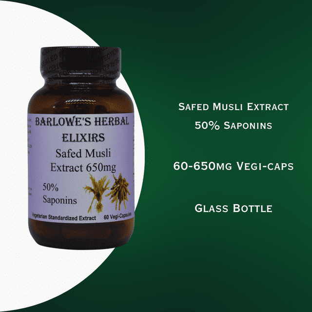 Barlowe's Herbal Elixirs Safed Musli Extract - 50% Saponins 60-650mg VegiCaps