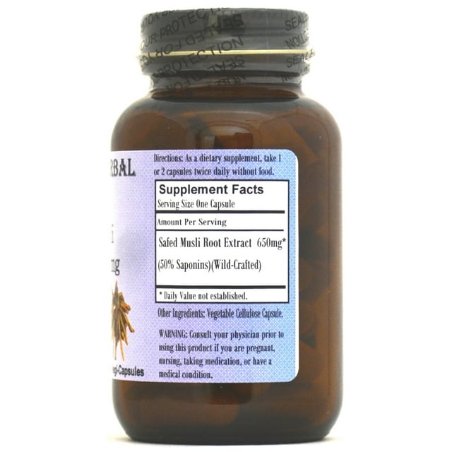 Barlowe's Herbal Elixirs Safed Musli Extract - 50% Saponins 60-650mg VegiCaps