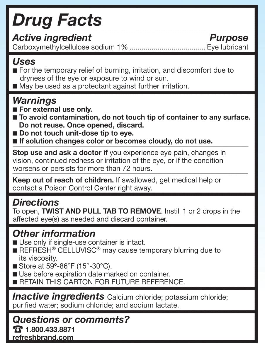 Refresh Celluvisc Lubricant Eye Gel Drops, Single-Use Containers, 30 Count (Pack of 1)